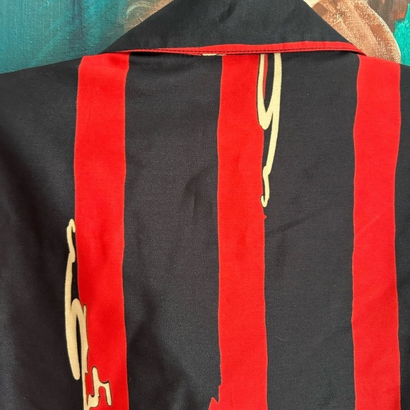 Highland Queen Vintage 80s Vibrant Red and Black Striped Shirt - Picture 7 of 16